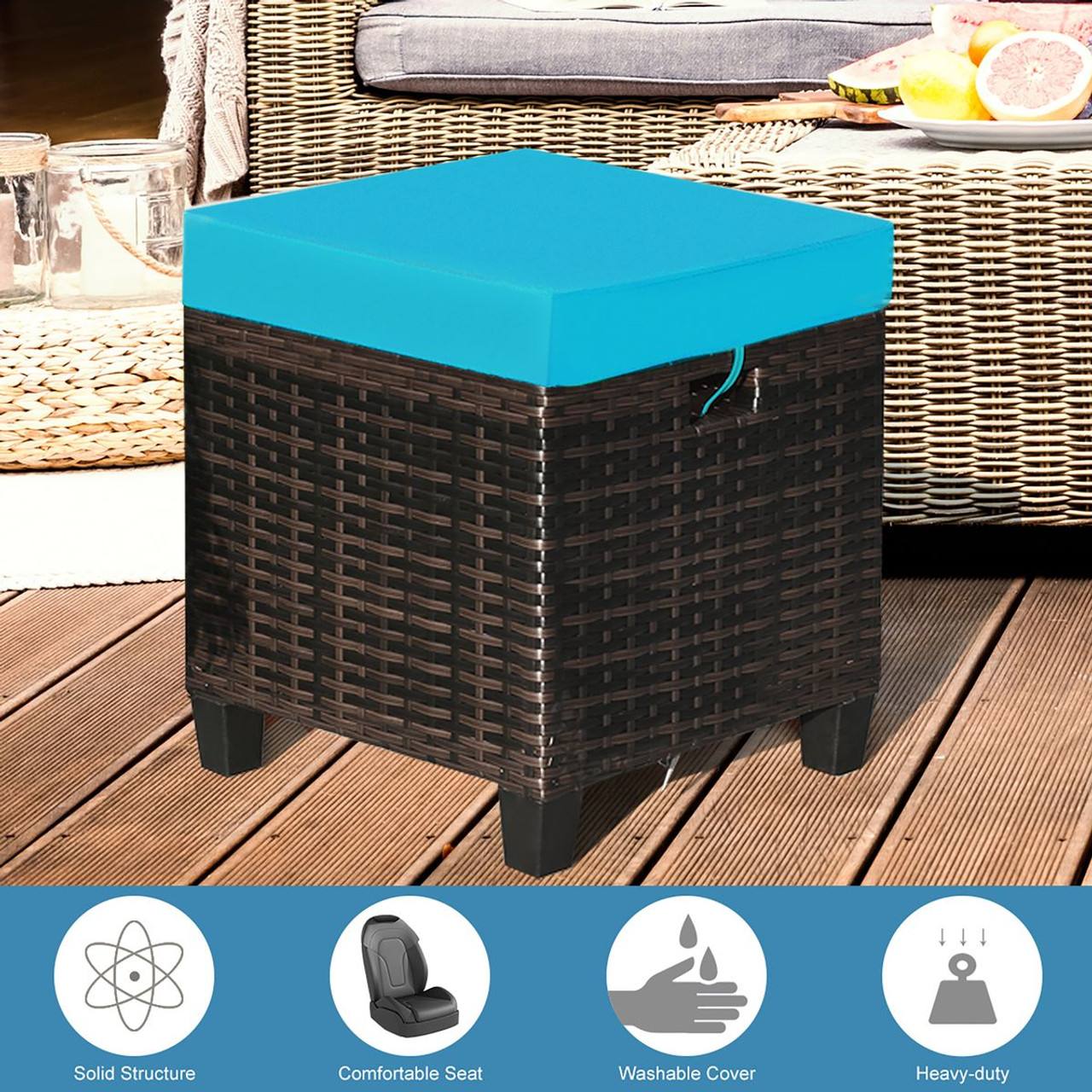 Rattan Cushioned Ottoman (2-Pack) product image