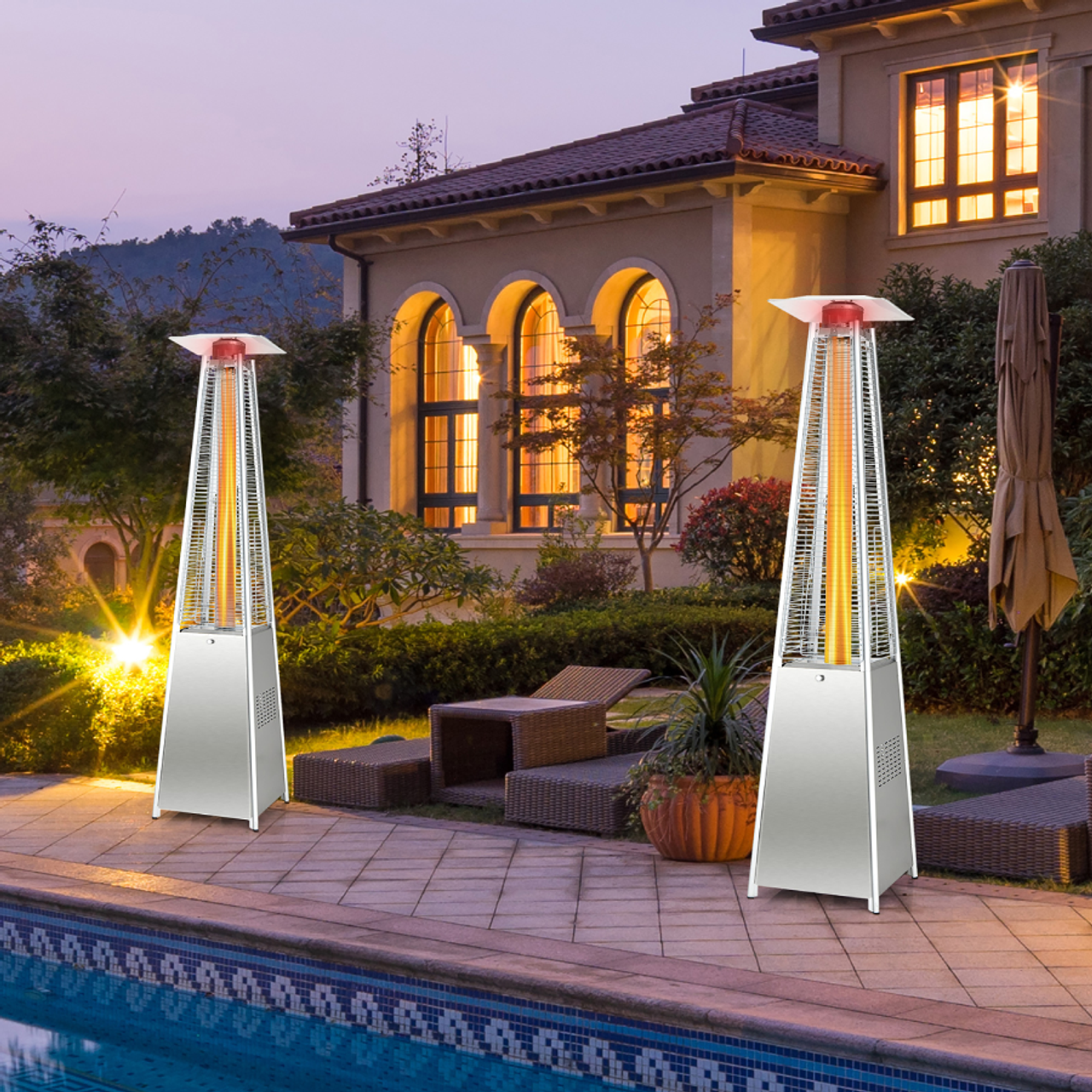 90-Inch Glass Tube 42,000BTU Pyramid Patio Heater product image
