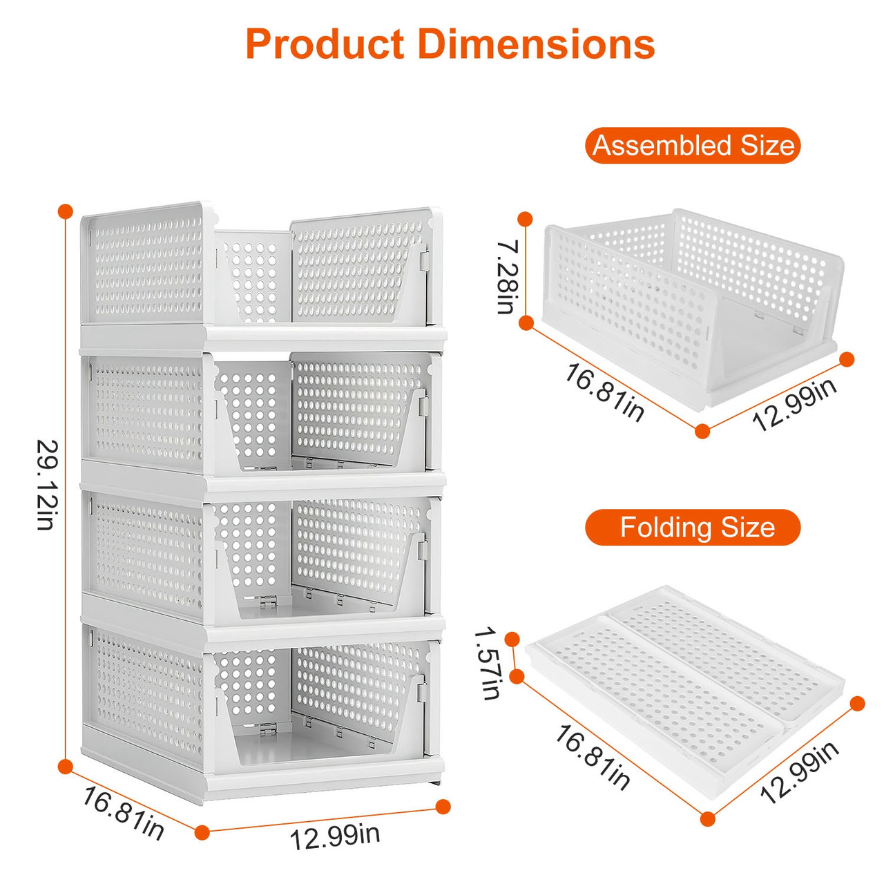 Plastic Stacking Collapsible Storage Box (4-Pack) product image
