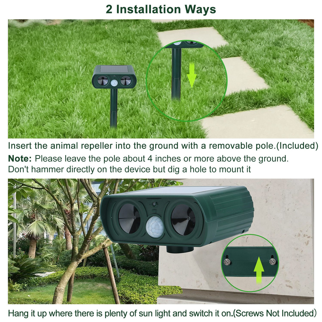 Solar Ultrasonic Animal Repeller with Motion Sensor (1- or 2-Pack) product image