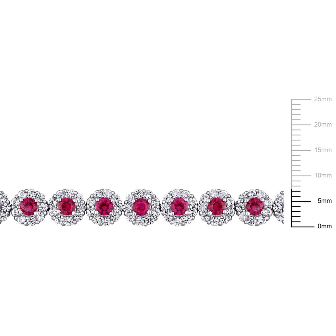 7-Inch Red Cubic Zirconia & White Sapphire Sterling Silver Bracelet product image