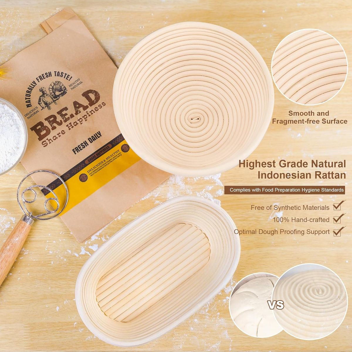 Mitees Bread Proofing Basket Kit product image