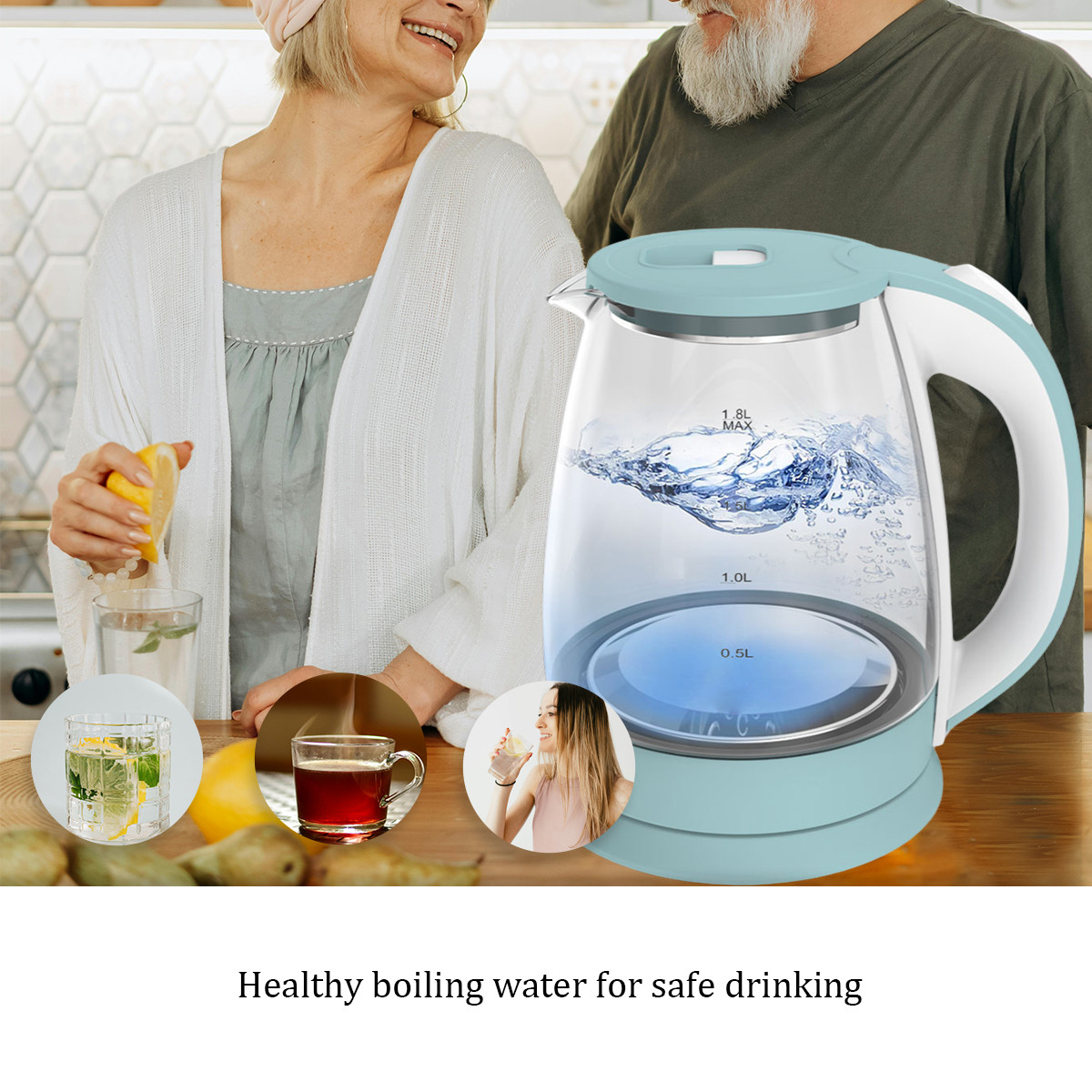 1.8-Liter Colorful Electric Glass Kettle product image