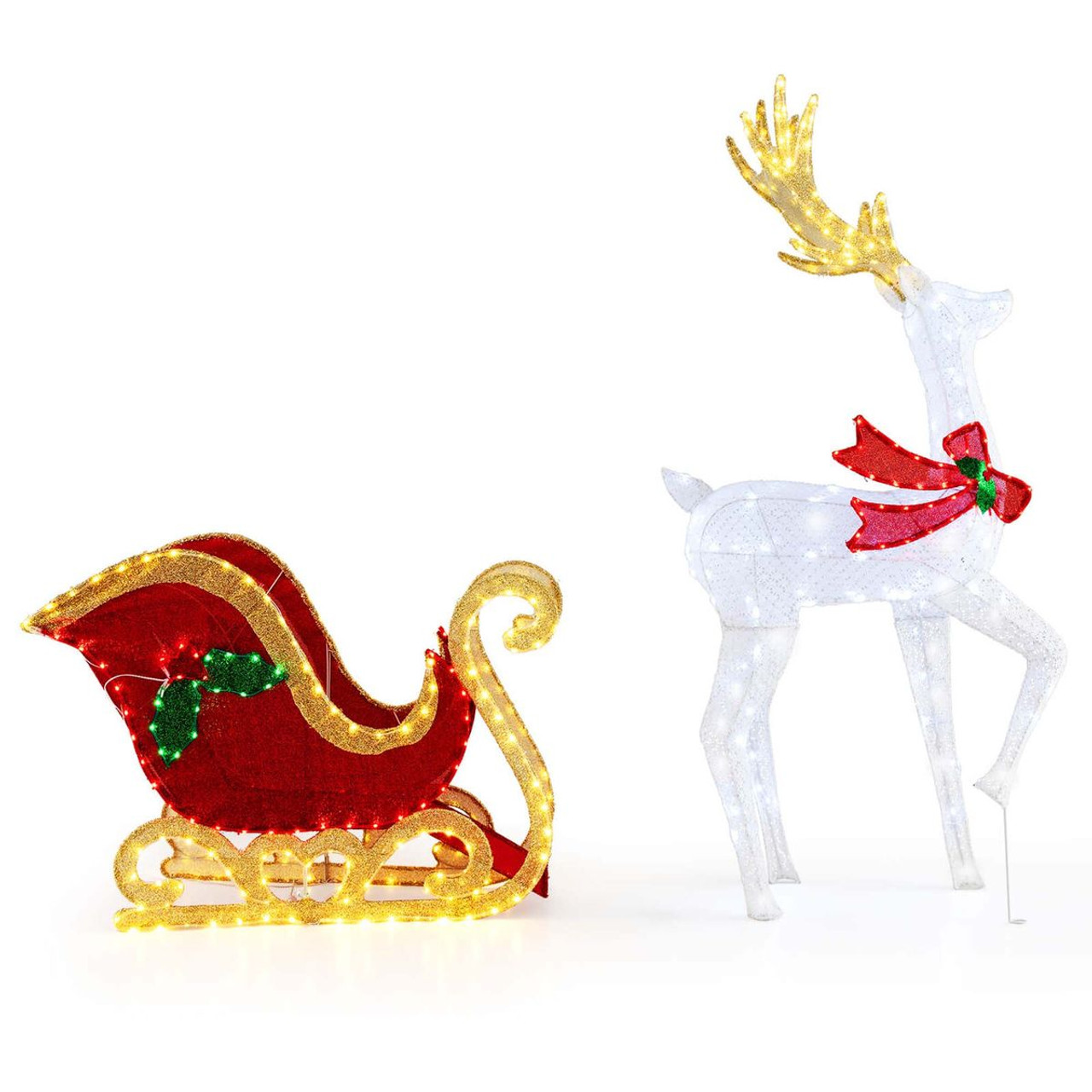 Lighted Reindeer & Sleigh Set  product image