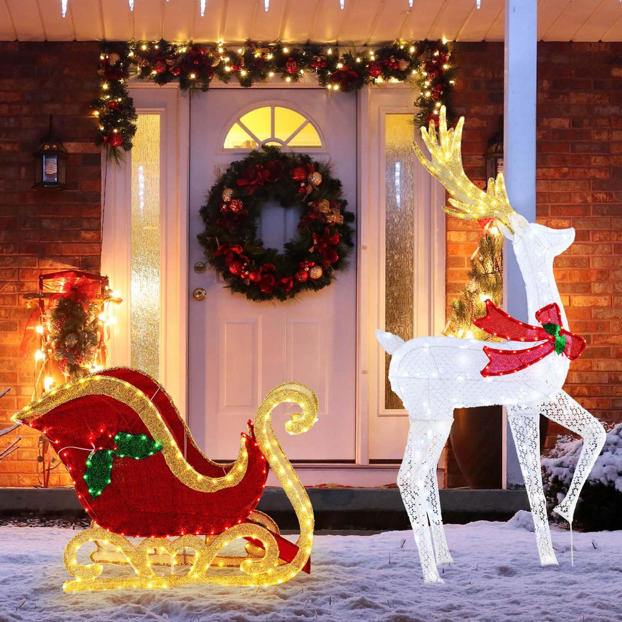Lighted Reindeer & Sleigh Set  product image