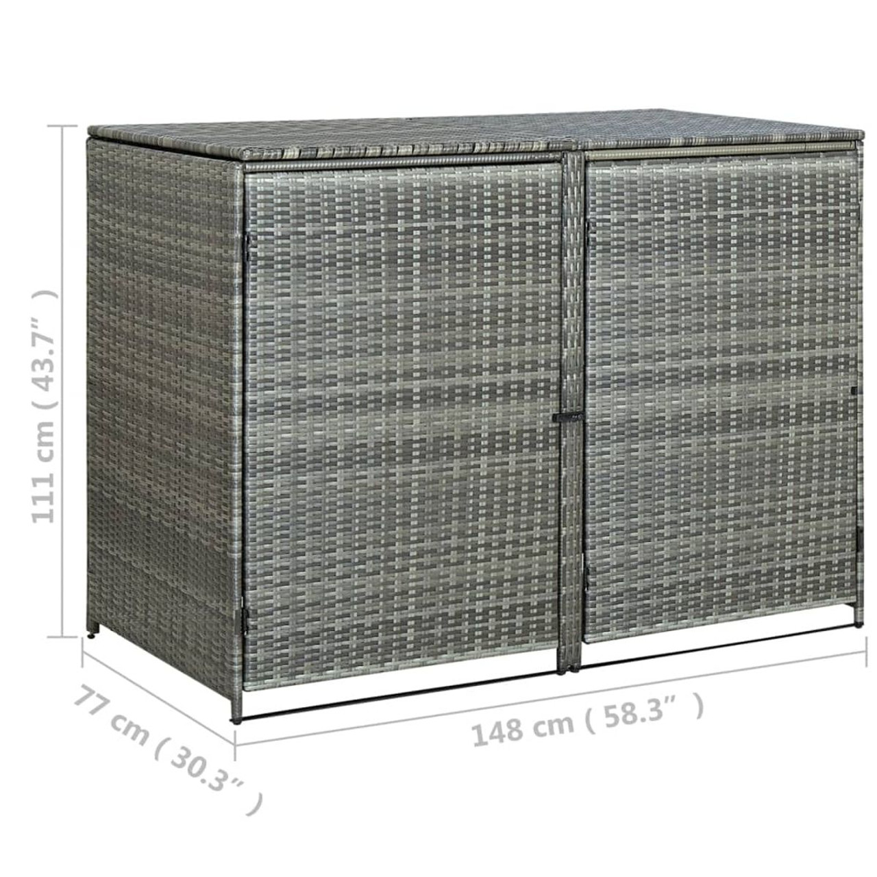Double Wheelie Bin Shed Poly Rattan Anthracite 58.3"x30.3"x43.7" product image