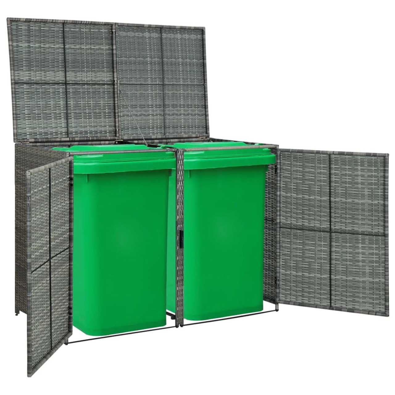 Double Wheelie Bin Shed Poly Rattan Anthracite 58.3"x30.3"x43.7" product image