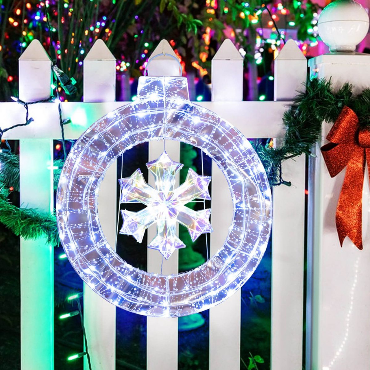 33" Pre-Lit LED Lighted Ornament Christmas Wreath  product image