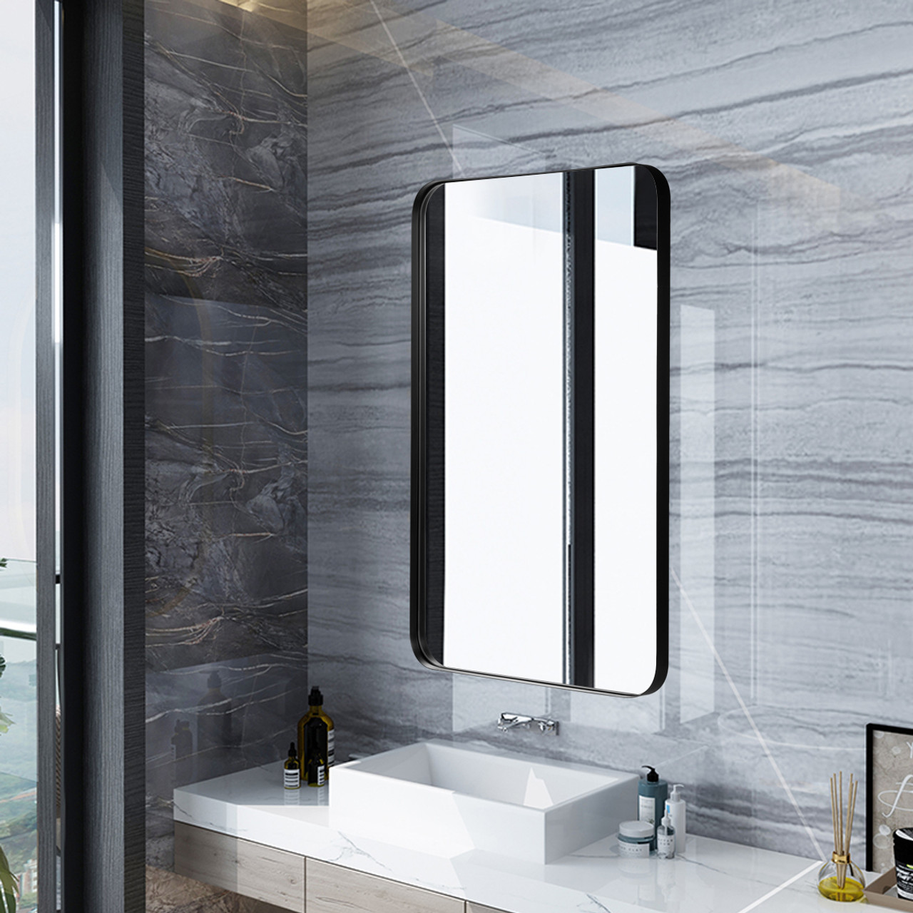 32 x 20-Inch Metal Frame Wall-Mounted Rectangle Mirror product image