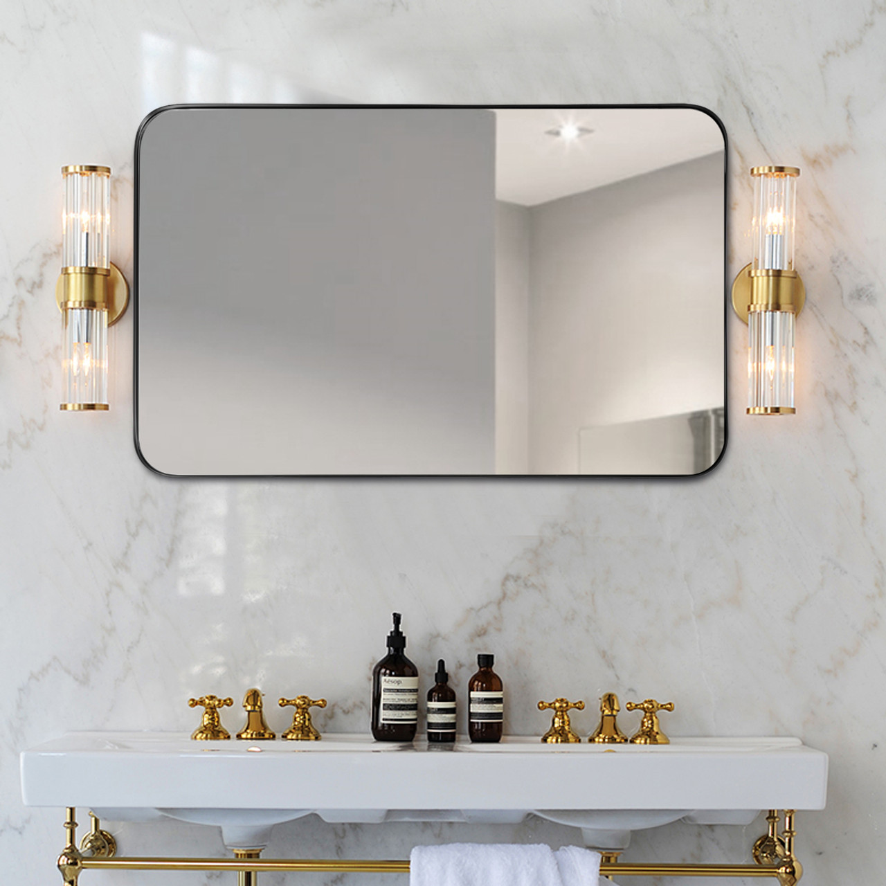 32 x 20-Inch Metal Frame Wall-Mounted Rectangle Mirror product image