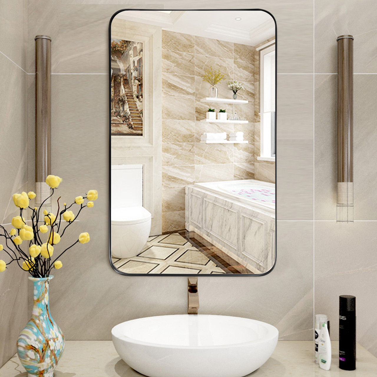 32 x 20-Inch Metal Frame Wall-Mounted Rectangle Mirror product image