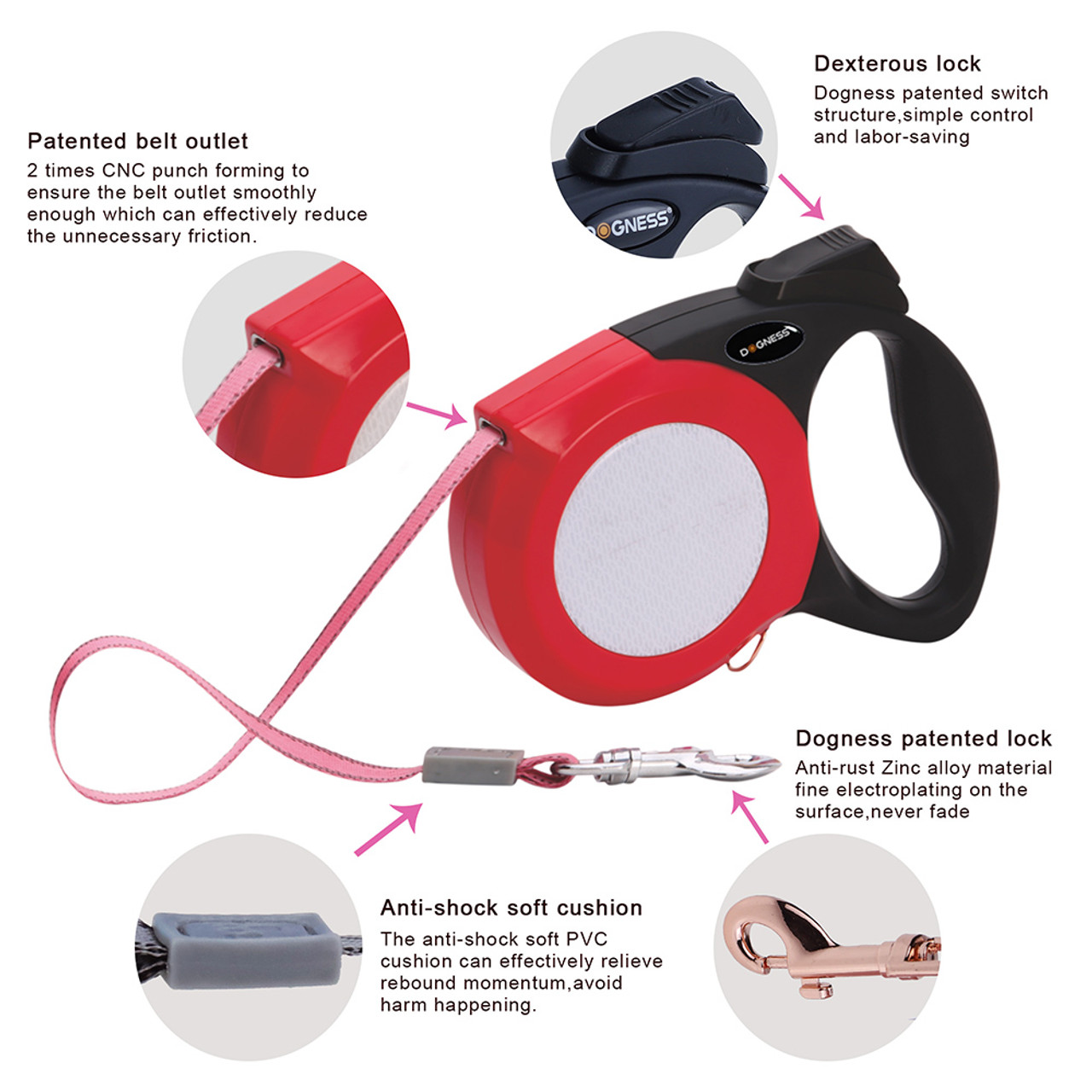 DOGNESS Smart Reflective Retractable Dog Leash product image