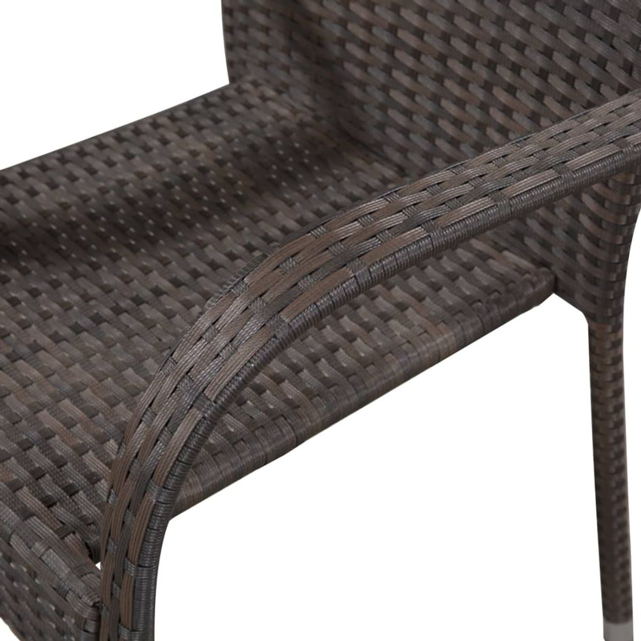 Stackable Patio Chairs 2 pcs Poly Rattan Brown product image