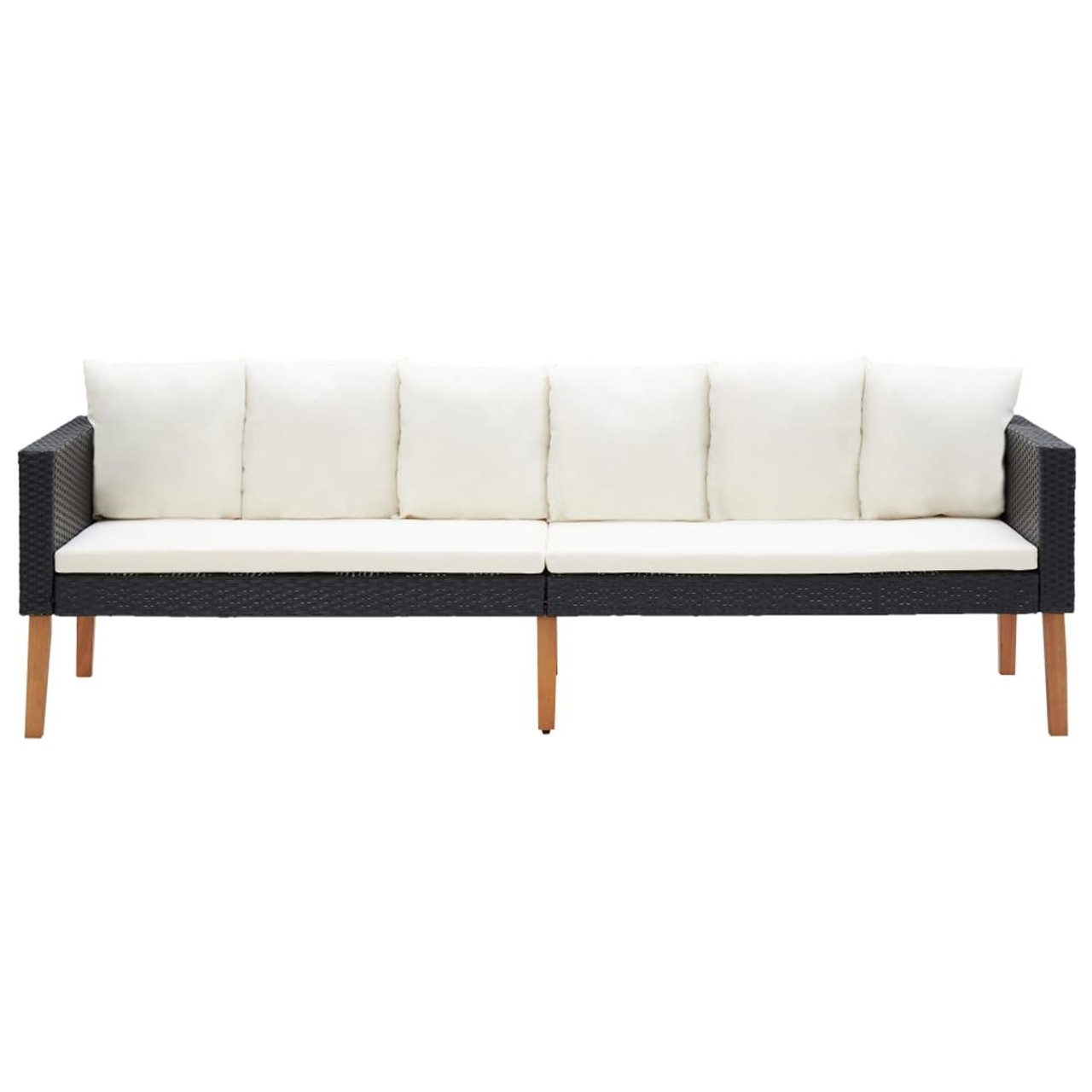 3-Seater Patio Sofa with Cushions Poly Rattan Black product image