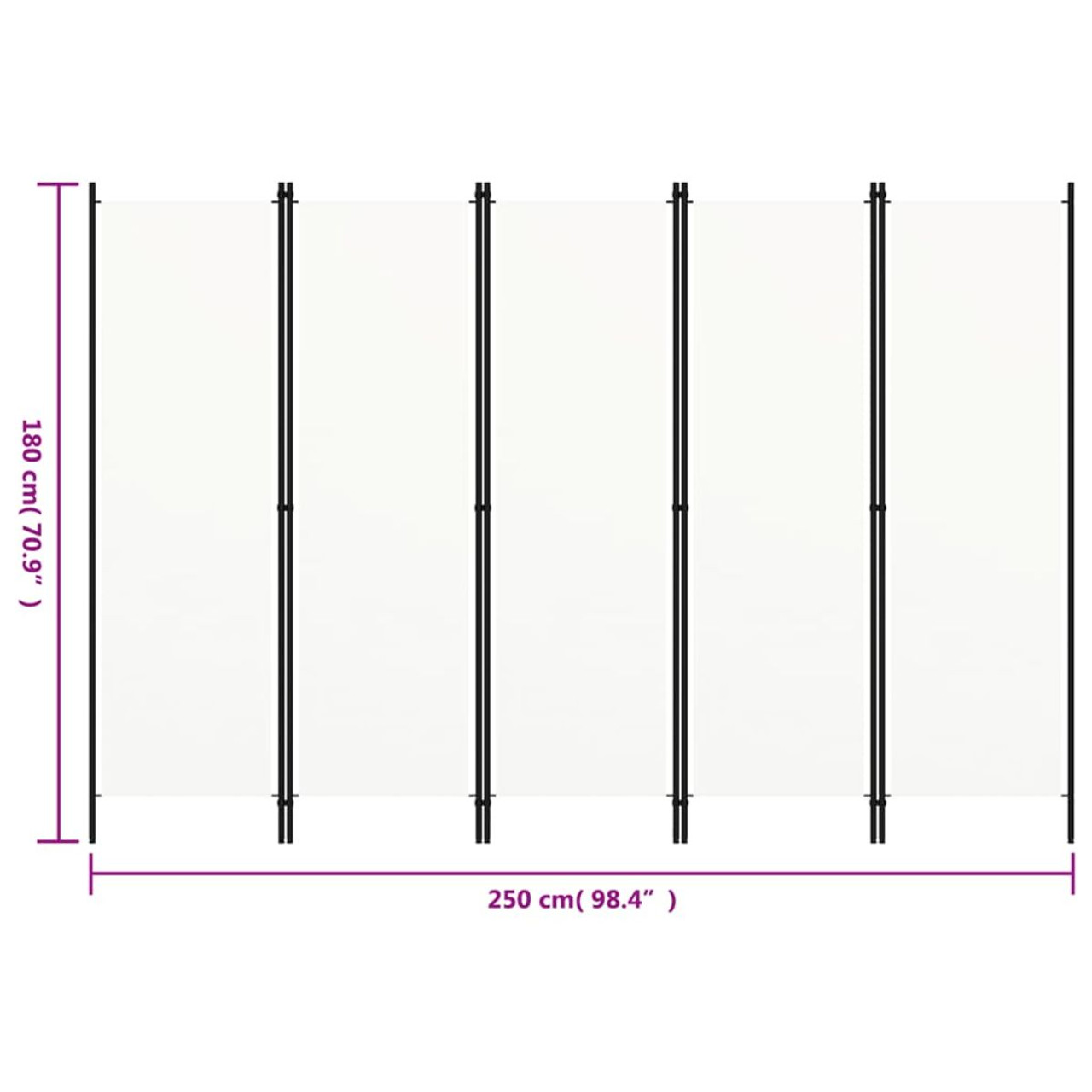 5-Panel Room Divider White 98.4"x70.9" product image