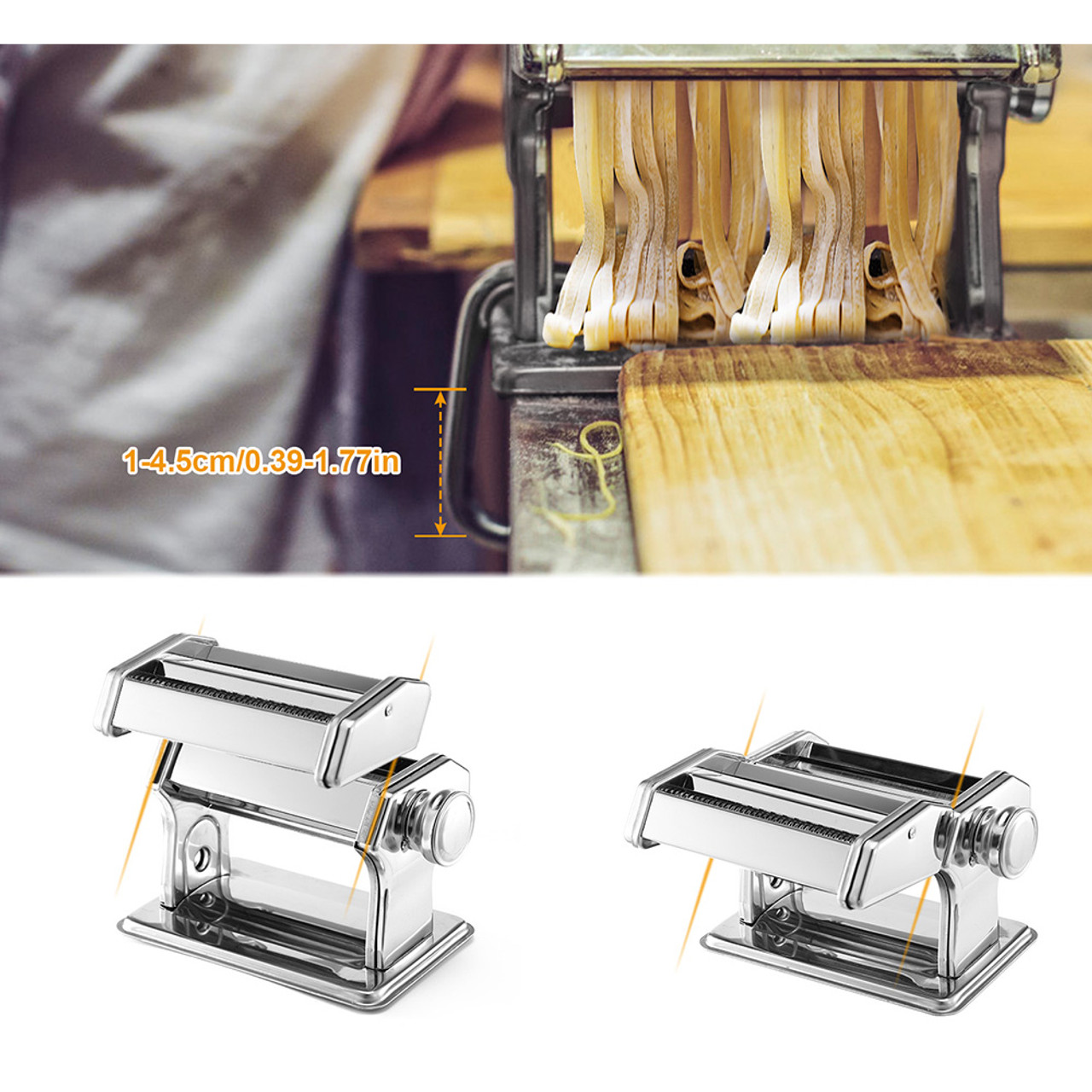 Stainless Steel Pasta Making Machine with 6 Thickness Settings product image