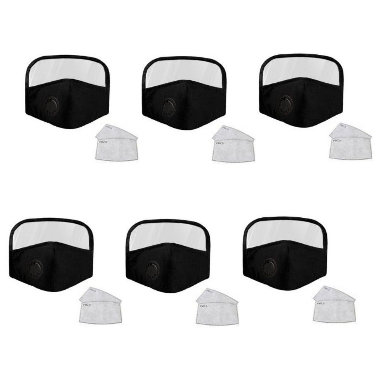 Cotton Face Mask with Eye Shield and Carbon Filters (3- or 6-Pack) product image