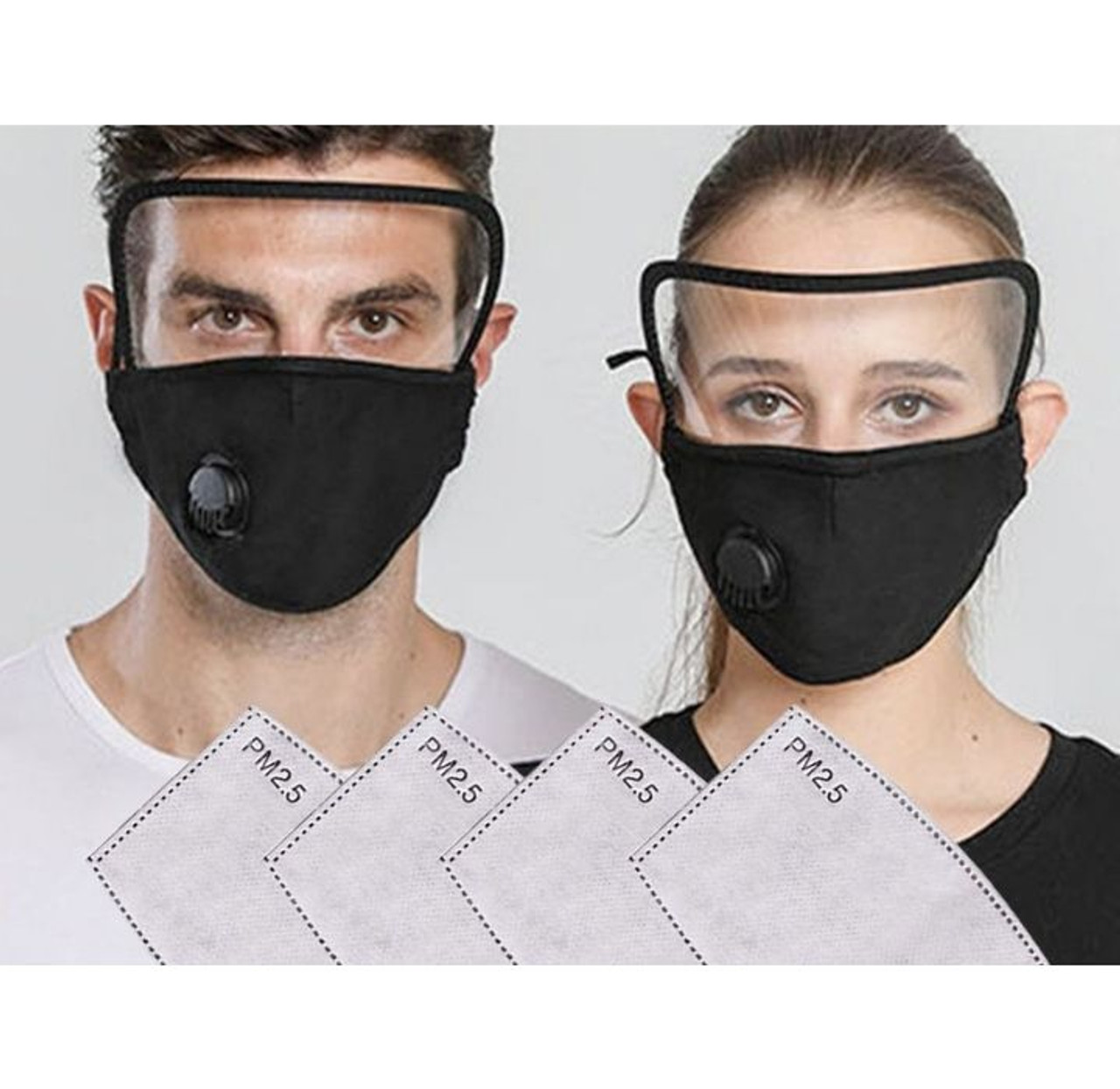Cotton Face Mask with Eye Shield and Carbon Filters (3- or 6-Pack) product image