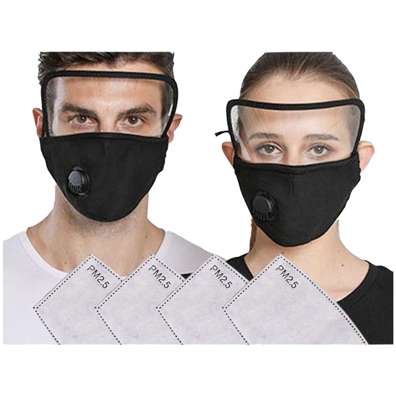 Cotton Face Mask with Eye Shield and Carbon Filters (3- or 6-Pack) product image