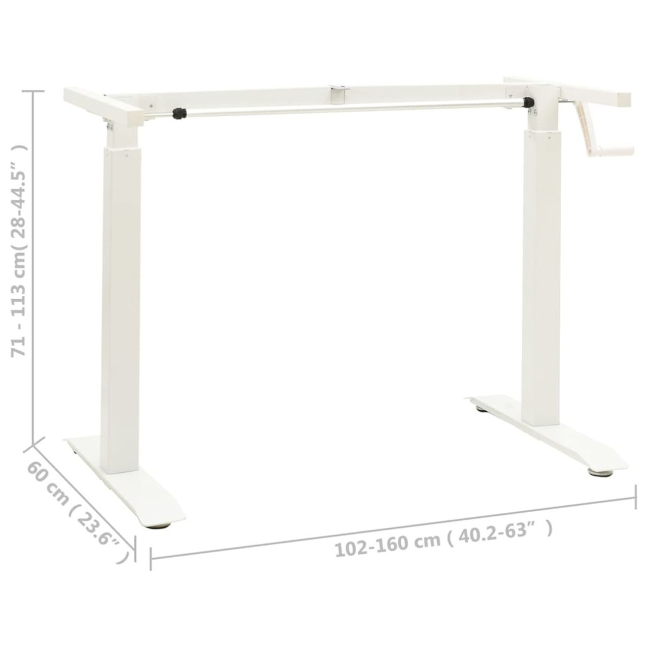 Manual Height Adjustable Standing Desk Frame Hand Crank White product image
