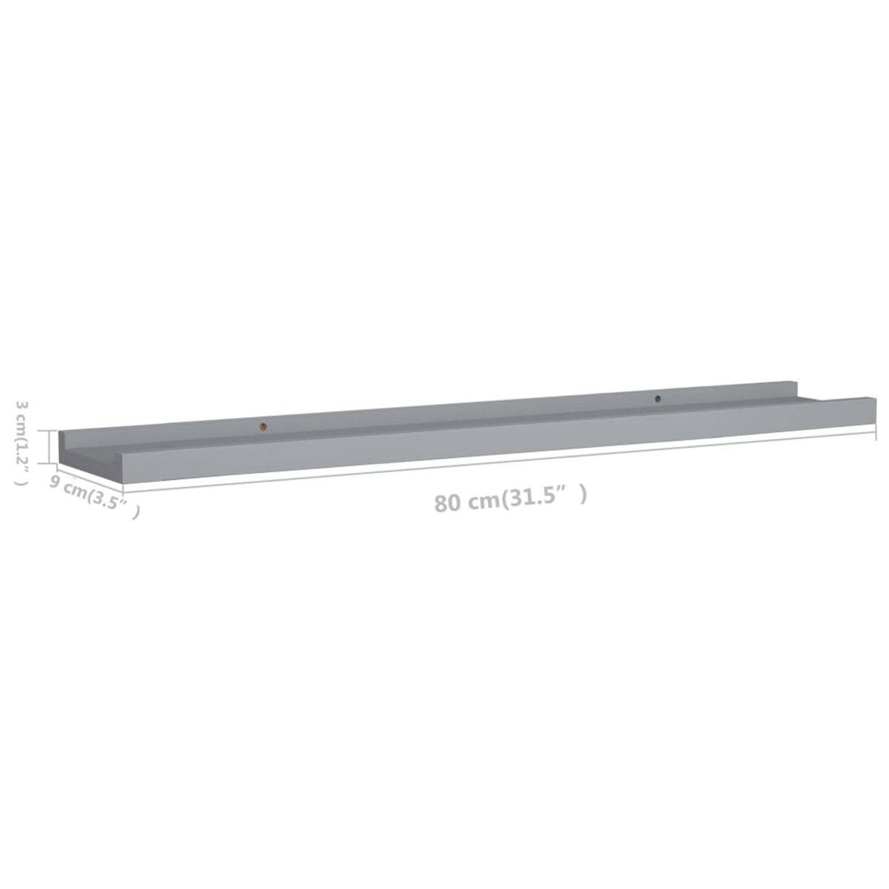 Picture Frame Ledge Shelves 2 pcs Gray 31.5"x3.5"x1.2" MDF product image