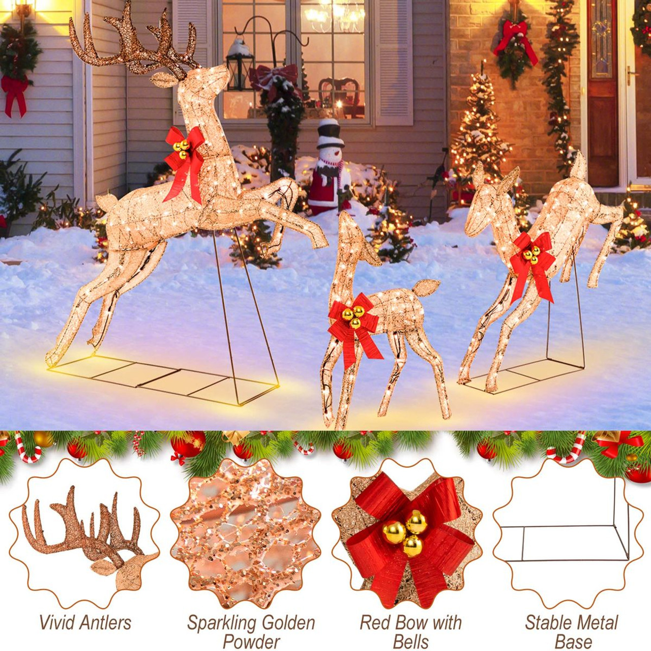 3-Piece Christmas Reindeer Family Decoration Set  product image