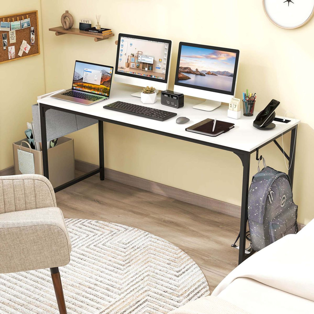 60-Inch Computer Desk with Charging Station Storage Bag product image