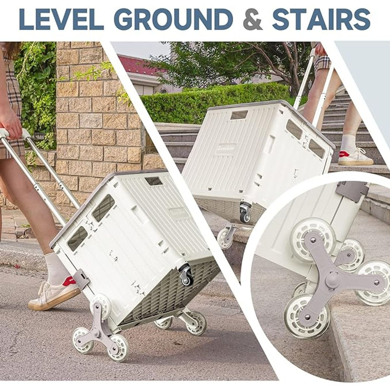 65L Foldable Utility Cart with Stair Climbing Rolling Wheels product image
