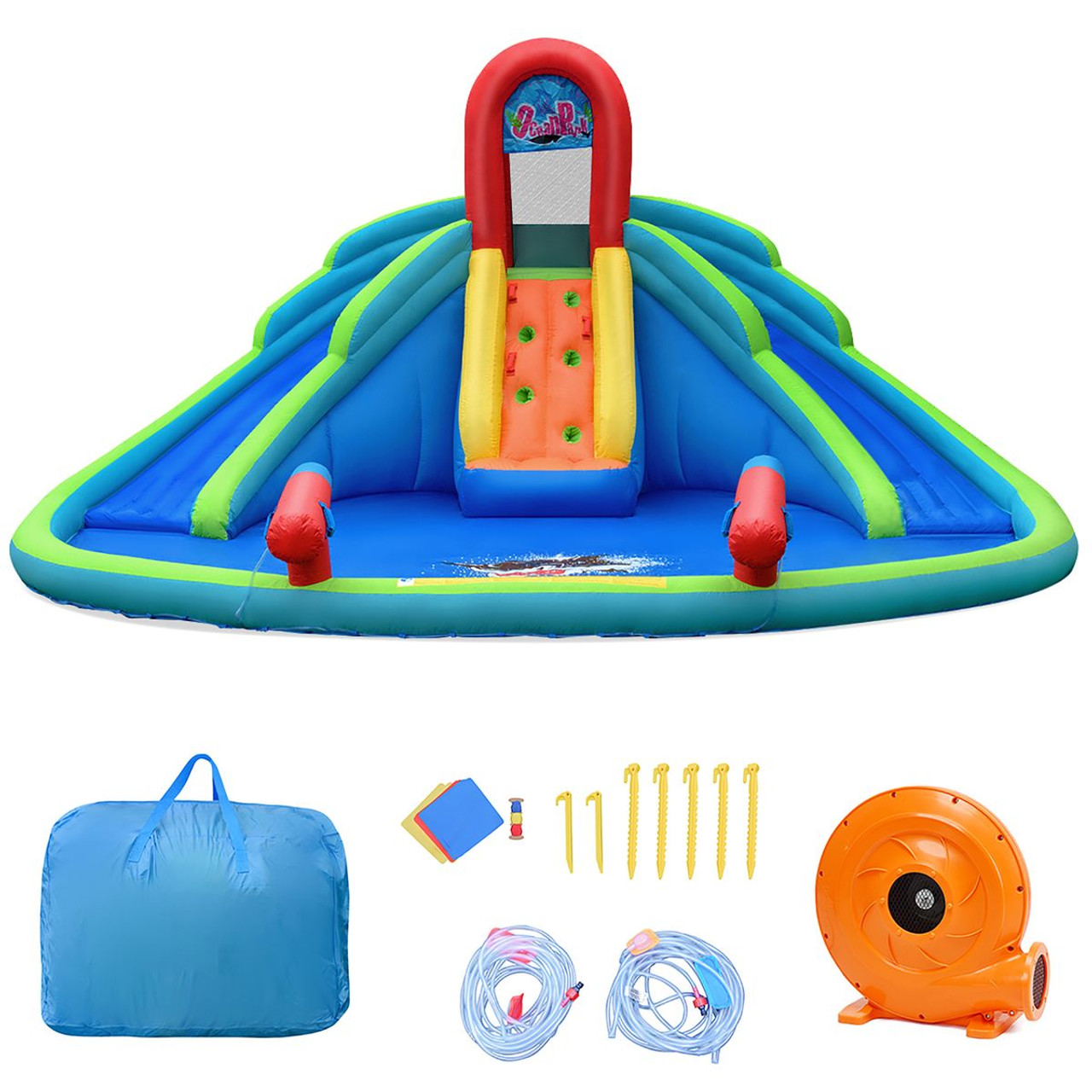 Inflatable Bounce House with Splash Pool and Dual Slide Climbing Wall product image