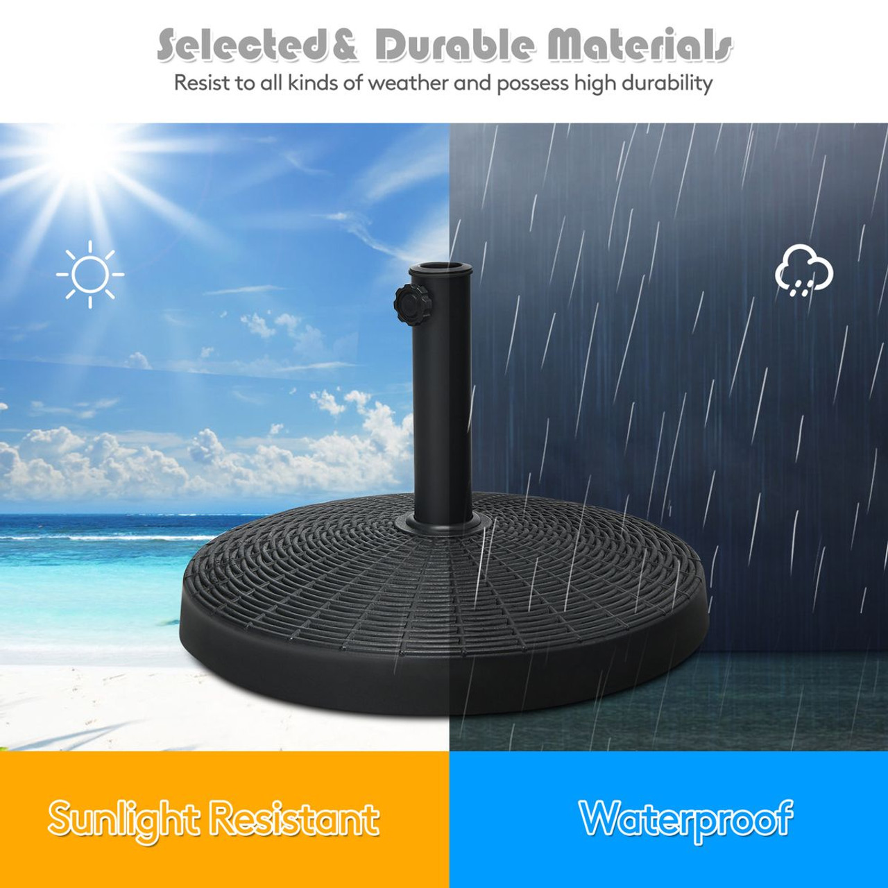 49-Pound Round Resin Patio Umbrella Base Stand with Adjustable Knob product image