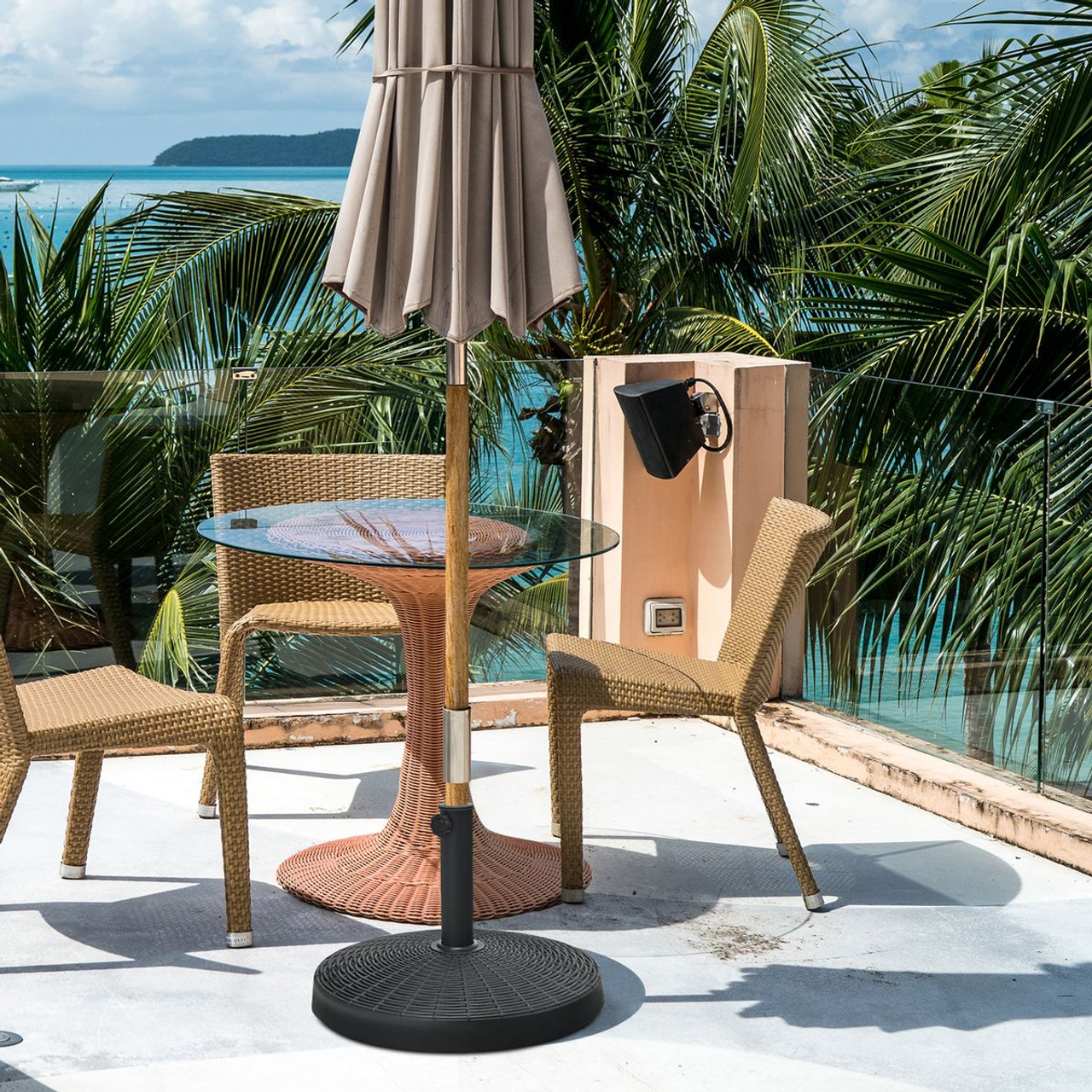 49-Pound Round Resin Patio Umbrella Base Stand with Adjustable Knob product image