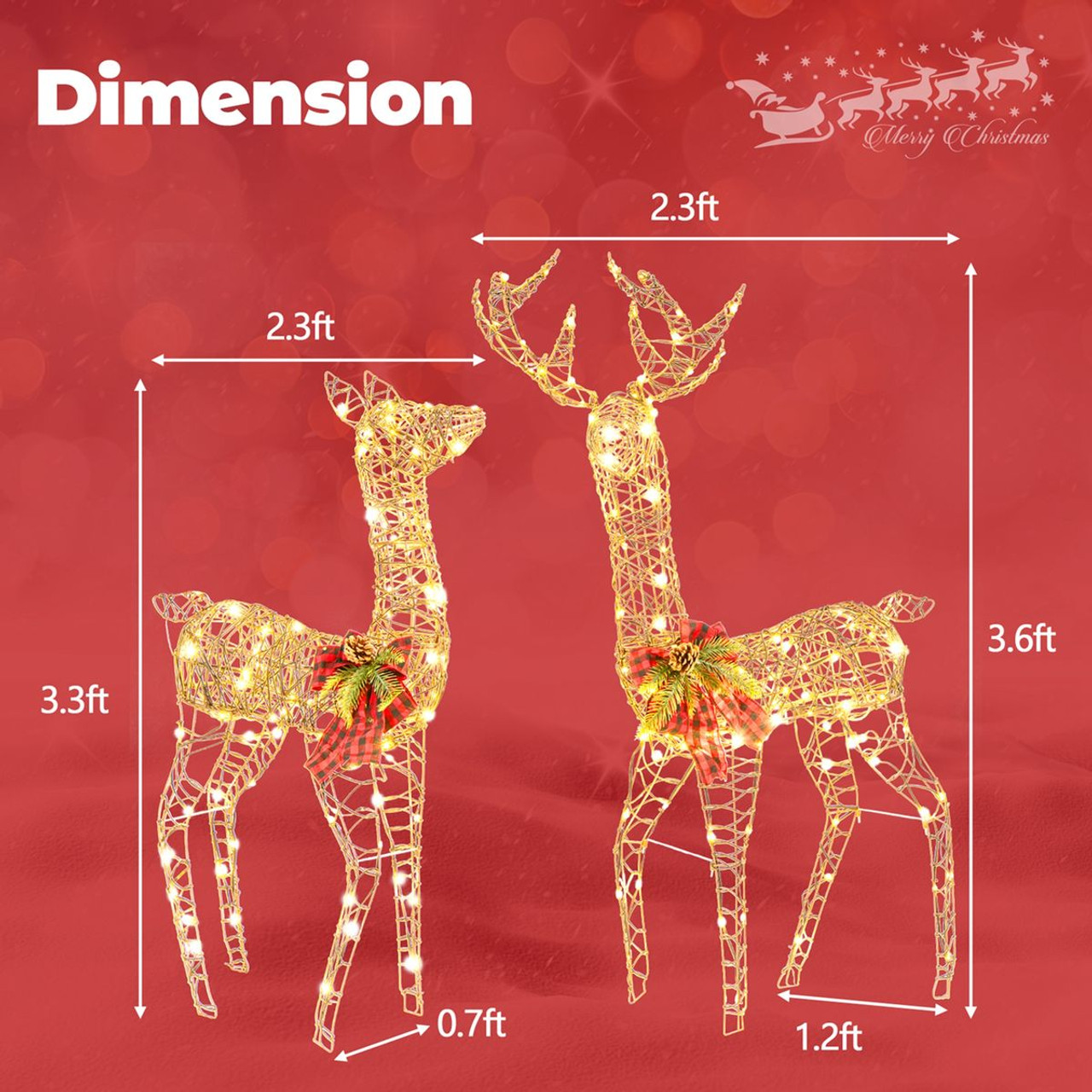 Pre-lit Christmas Reindeer Family Decorations  product image