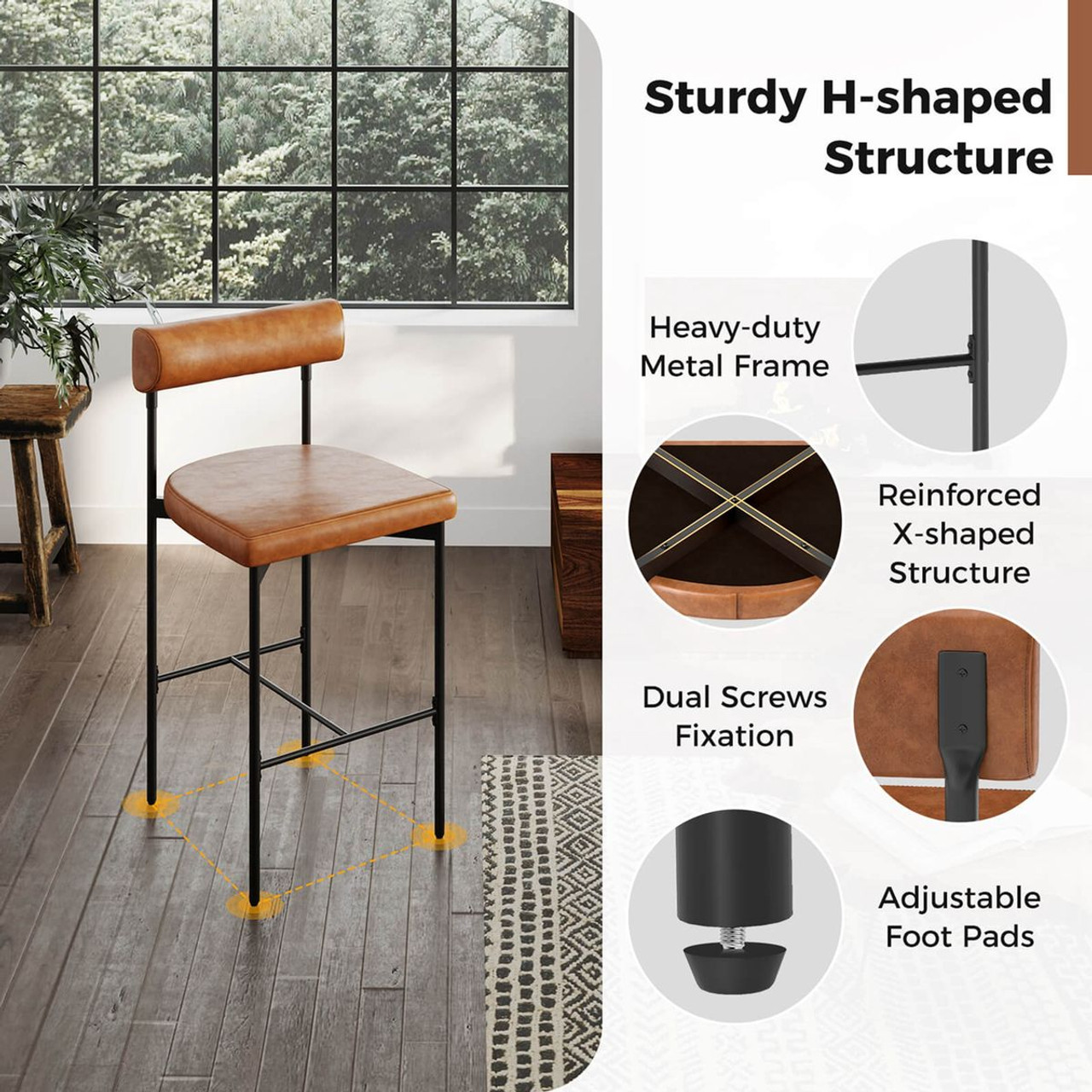 26-Inch Upholstered Bar Stools with Padded Cushion (Set of 2/4) product image