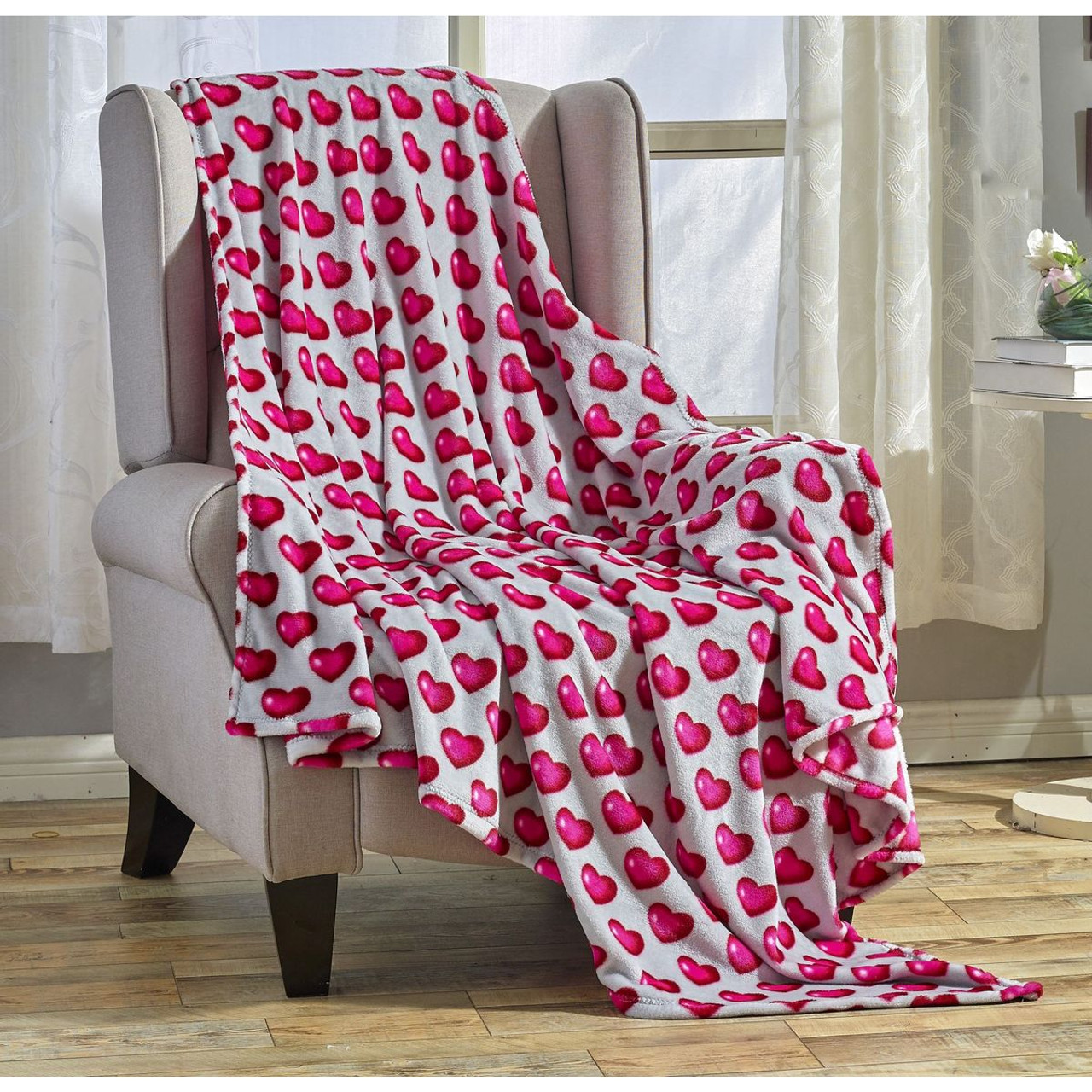 Noble House Heart-Themed Plush Throw Blankets product image