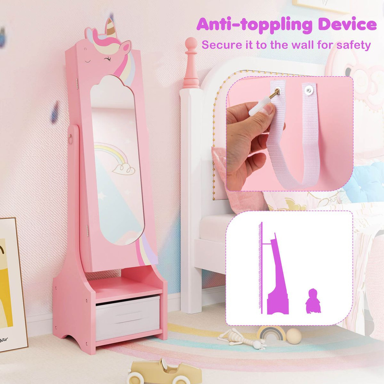 Unicorn Dressing Table and Chair Set with Jewelry Cabinet product image Unicorn Dressing Table and Chair Set with Jewelry Cabinet product image