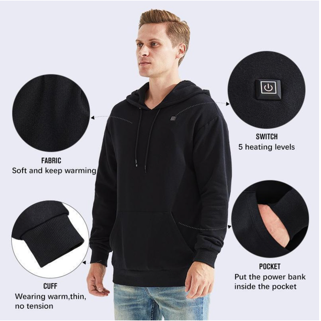USB-Heated Pullover Hoodie (Requires Power Bank) product image