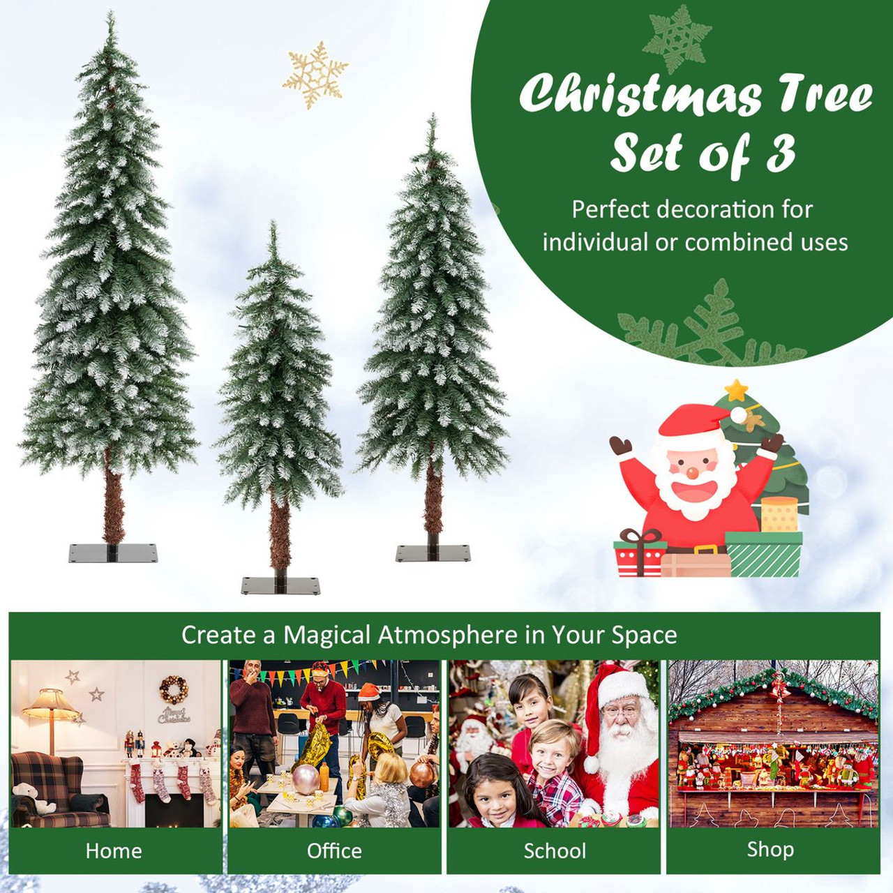 Snowy and Slim Pre-Lit Christmas Trees (Set of 3) product image Snowy and Slim Pre-Lit Christmas Trees (Set of 3) product image