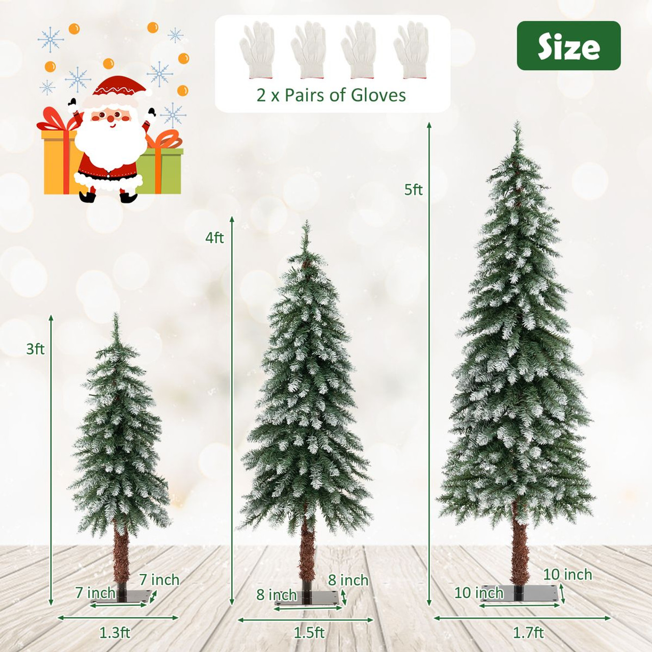 Snowy and Slim Pre-Lit Christmas Trees (Set of 3) product image Snowy and Slim Pre-Lit Christmas Trees (Set of 3) product image