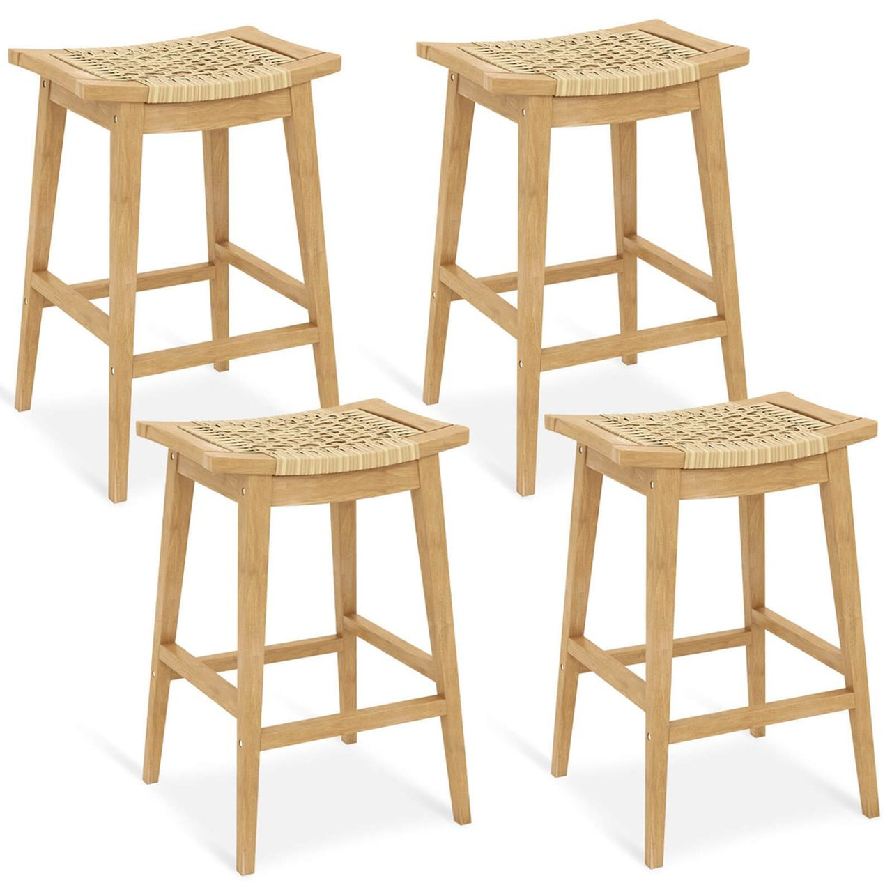 29-Inch Patio Rattan Barstool with Footrest & Saddle Seat (1 to 4-Pack) product image