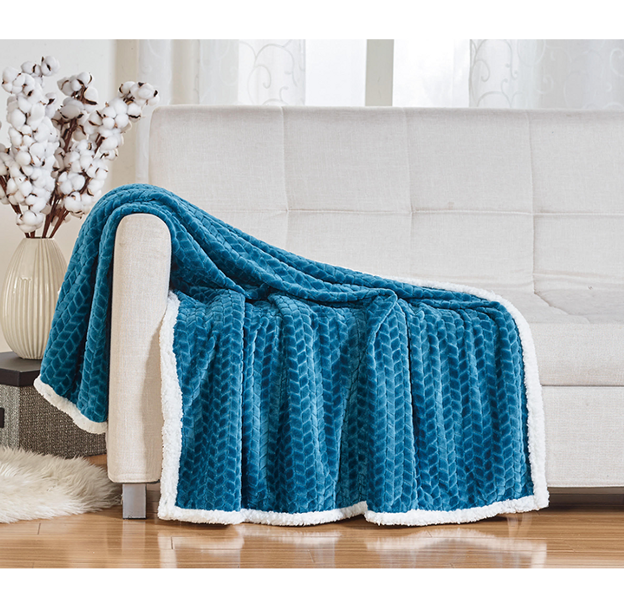 Sheradian Reversible Braided Sherpa Throw Blanket product image