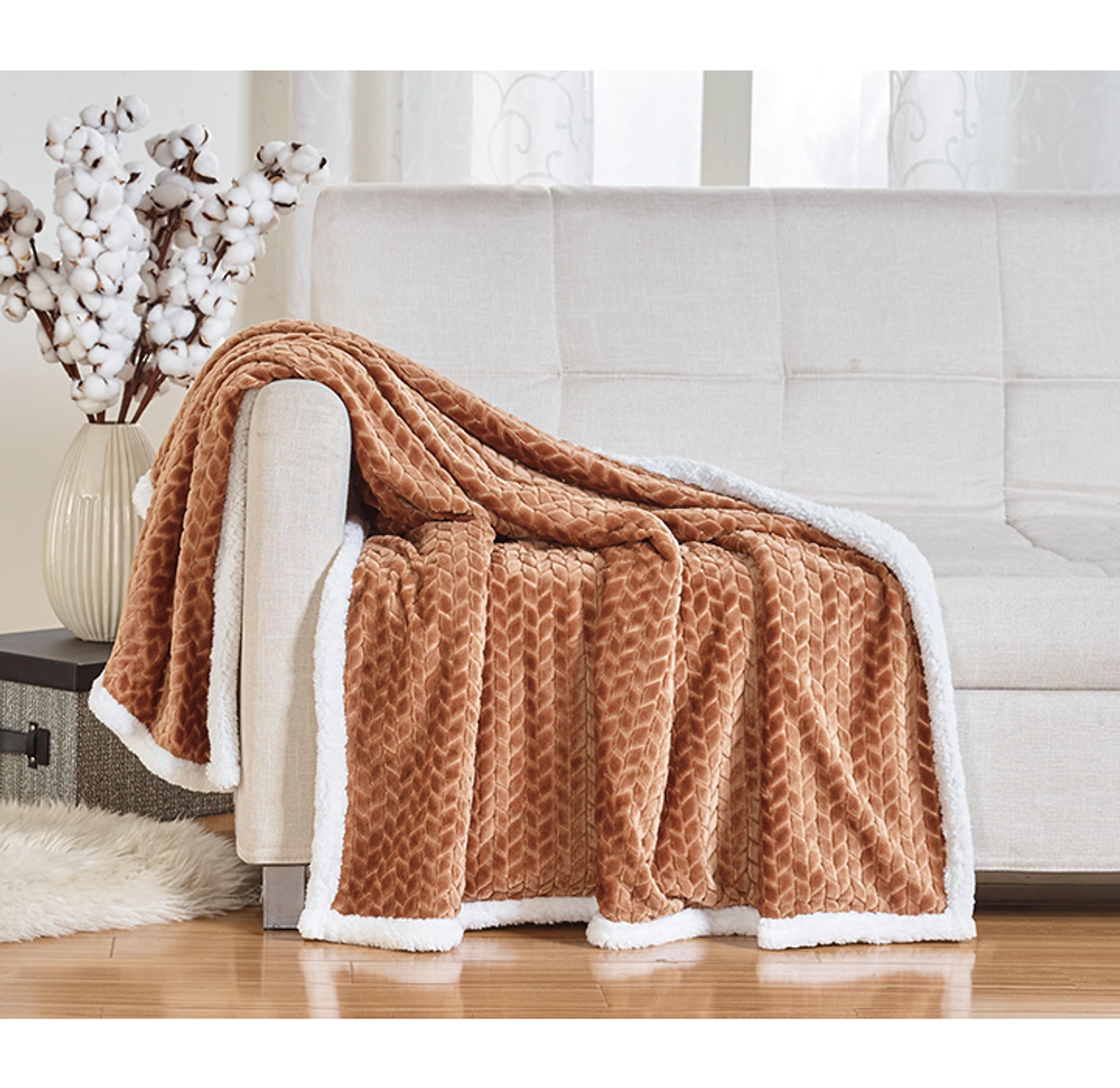 Sheradian Reversible Braided Sherpa Throw Blanket product image