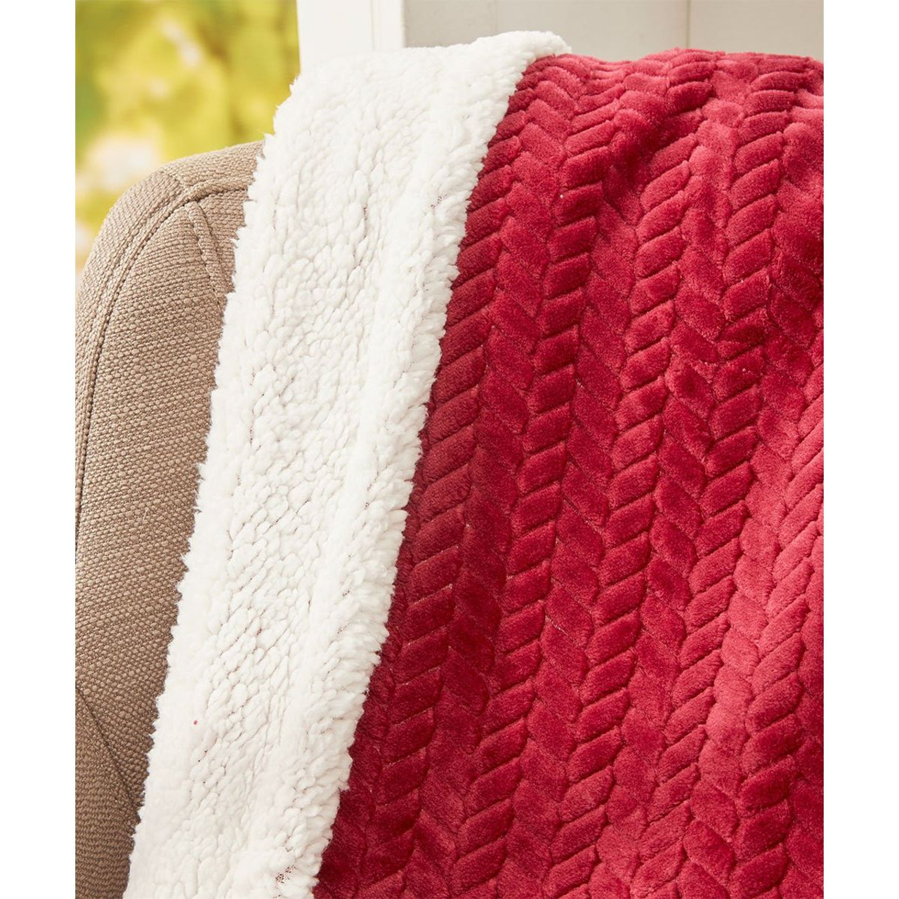 Sheradian Reversible Braid-Pattern Sherpa Throw Blanket product image