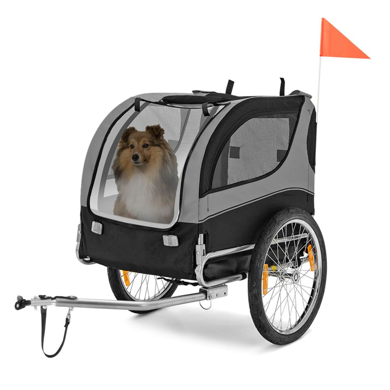 Foldable Dog Bike Trailer Pet Cart with 3 Entrances for Travel product image
