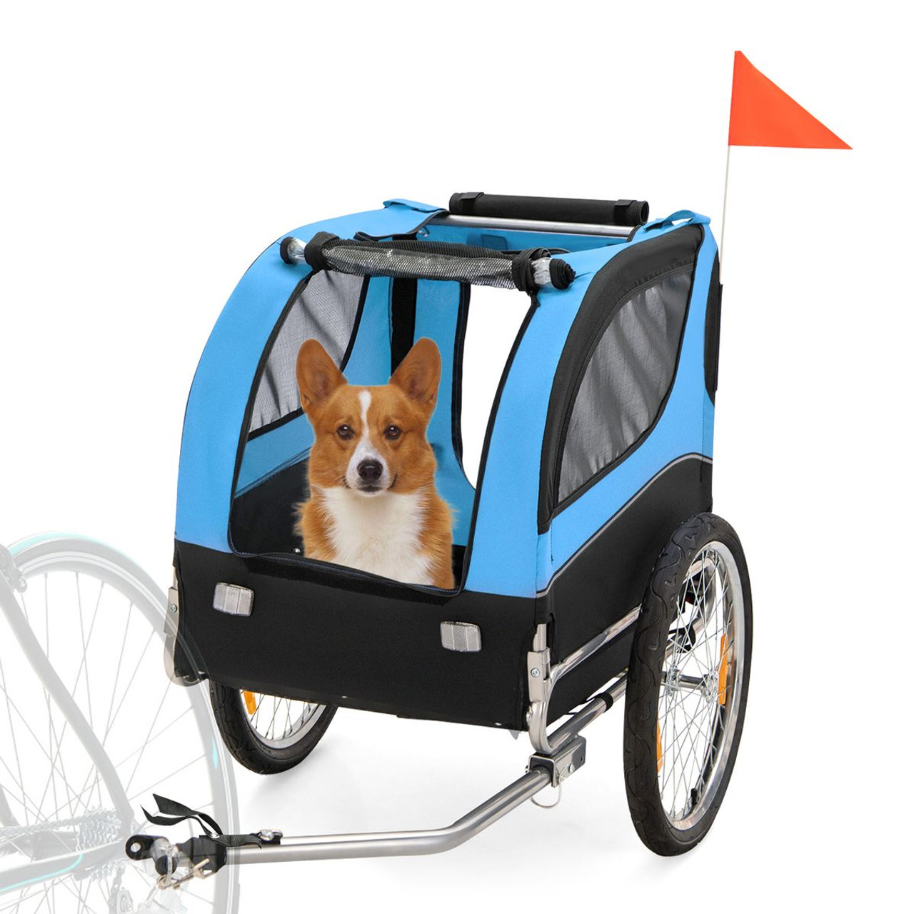 Foldable Dog Bike Trailer Pet Cart with 3 Entrances for Travel product image
