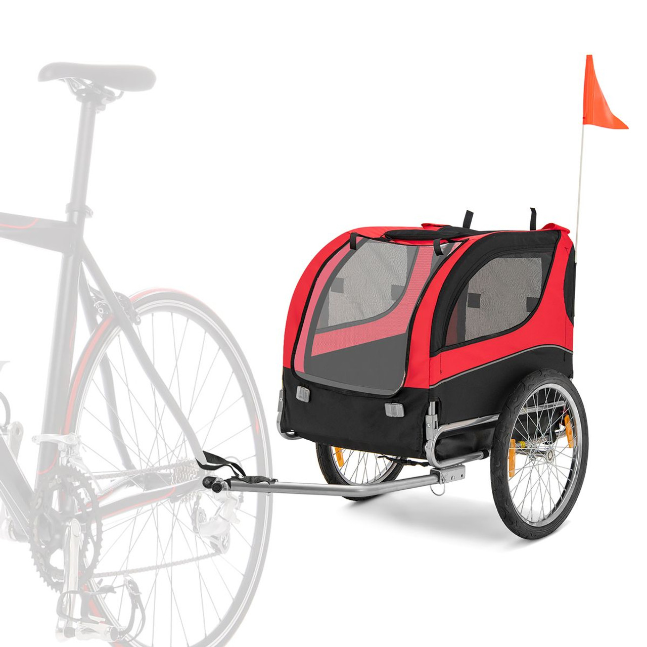 Foldable Dog Bike Trailer Pet Cart with 3 Entrances for Travel product image