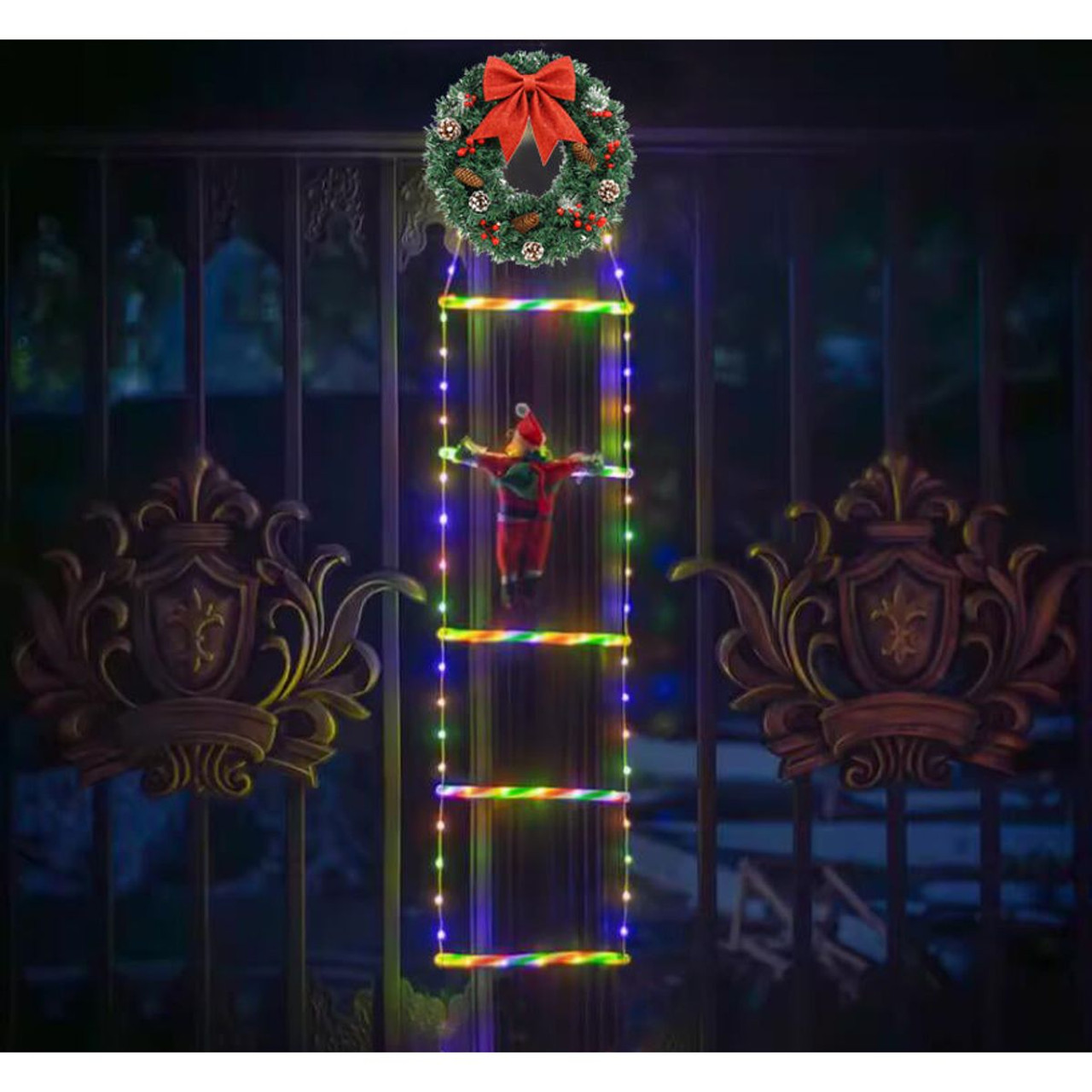 LED Ladder Lights with Climbing Santa Claus product image