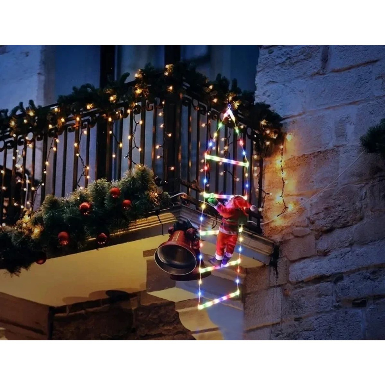 LED Ladder Lights with Climbing Santa Claus product image