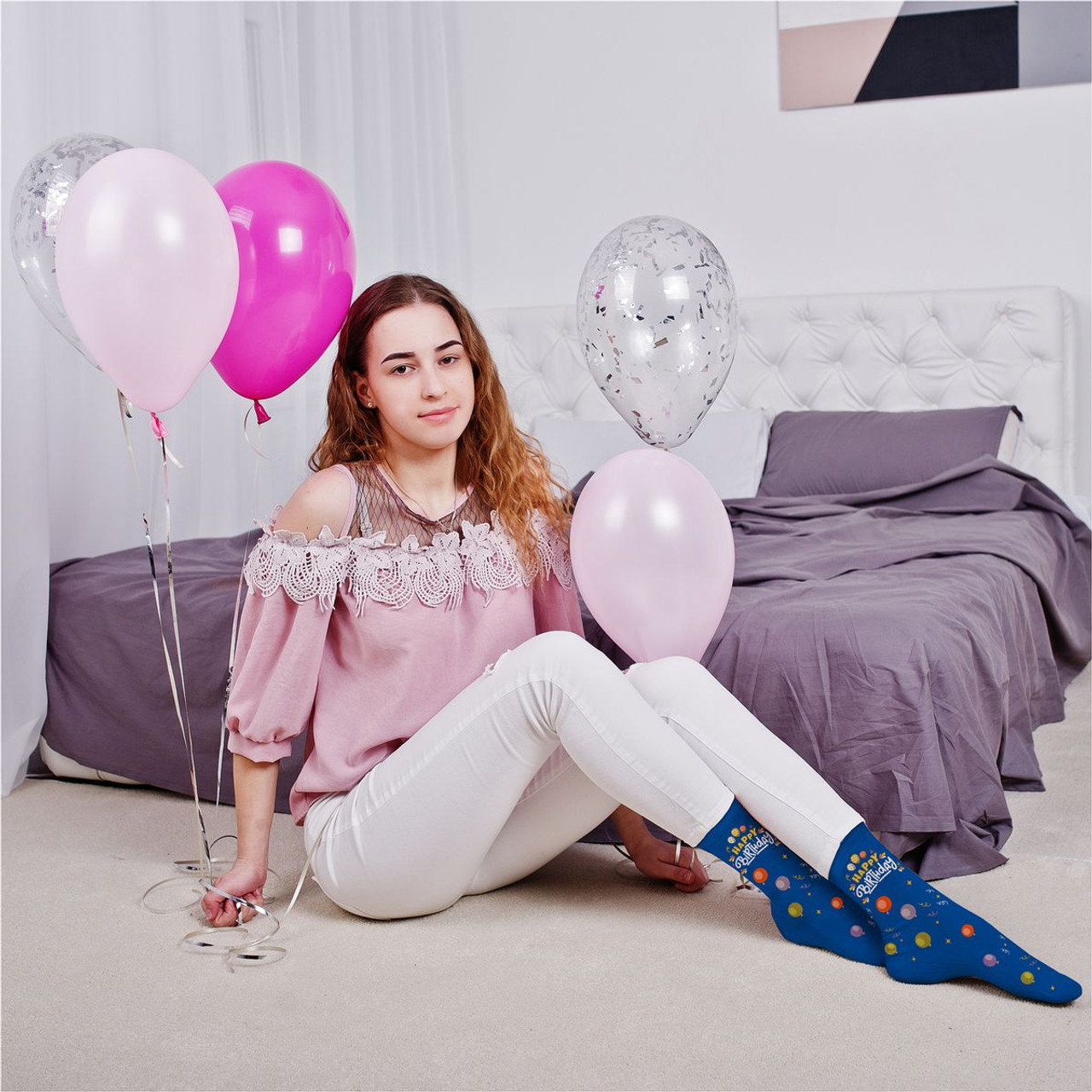 Greeting Card with Fun Crew Length Novelty Socks (2-Pack) product image