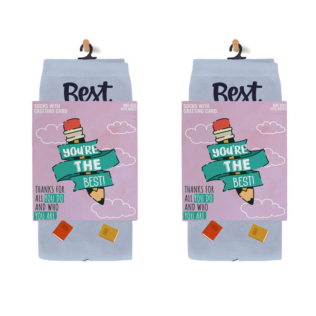 Greeting Card with Fun Crew Length Novelty Socks (2-Pack) product image