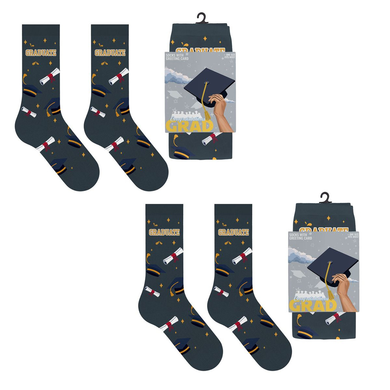 Greeting Card with Fun Crew Length Novelty Socks (2-Pack) product image